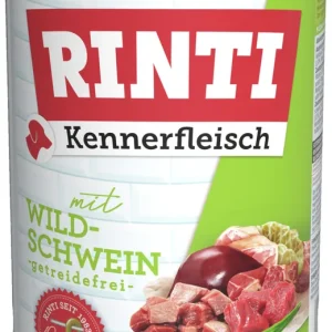Sparpaket 6 x 400 g Rinti Kennerfleisch mit Wildschwein Hunde Nassfutter Neue Kollektion